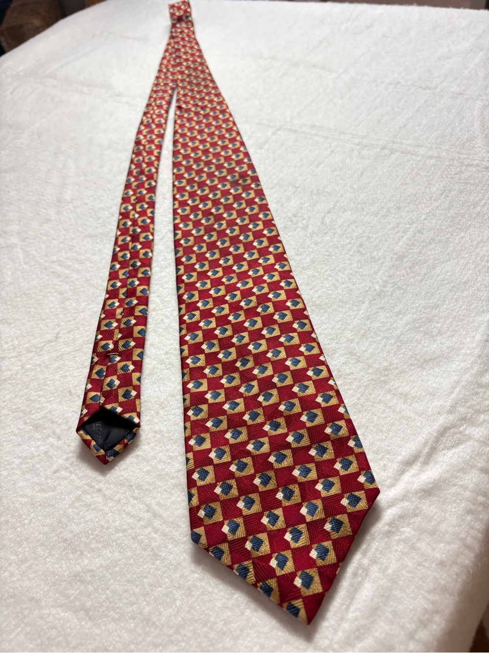Men's Red Geometric Pattern Silk Tie